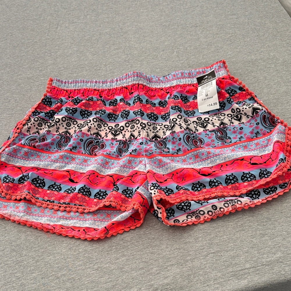 Just Love Vibrant Pink and Black Patterned Shorts